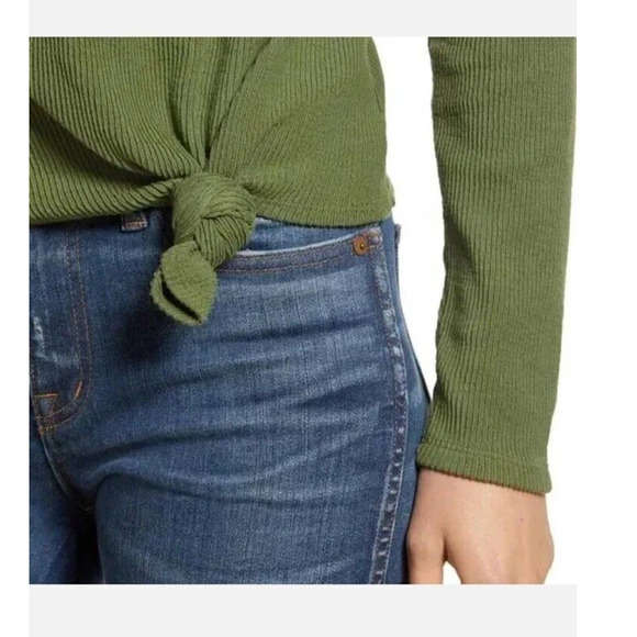 NWT MADEWELL Elwood Knot Front Top Sweater In Palm Tree / Green XXL - Picture 3 of 5